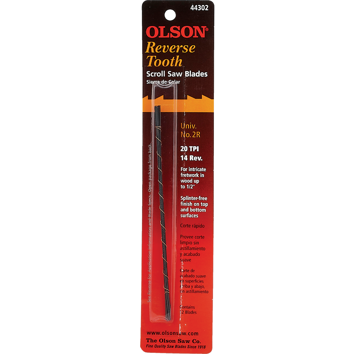 Olson 20TPI Reverse Tooth Plain End Scroll Saw Blade (12 Count) Image 2
