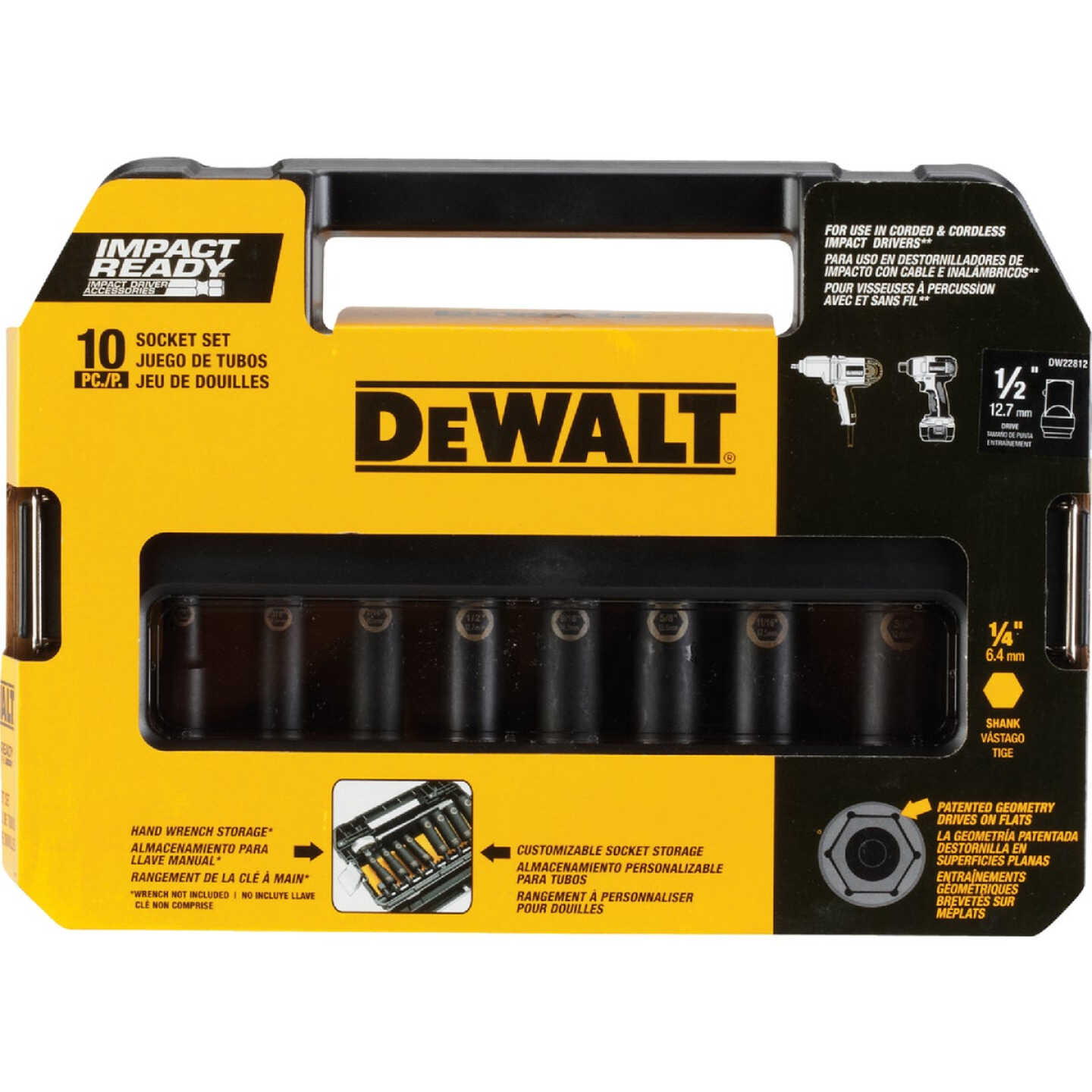 DEWALT Standard 1/2 In. Drive 6-Point Deep Impact Driver Set (10-Piece) Image 1