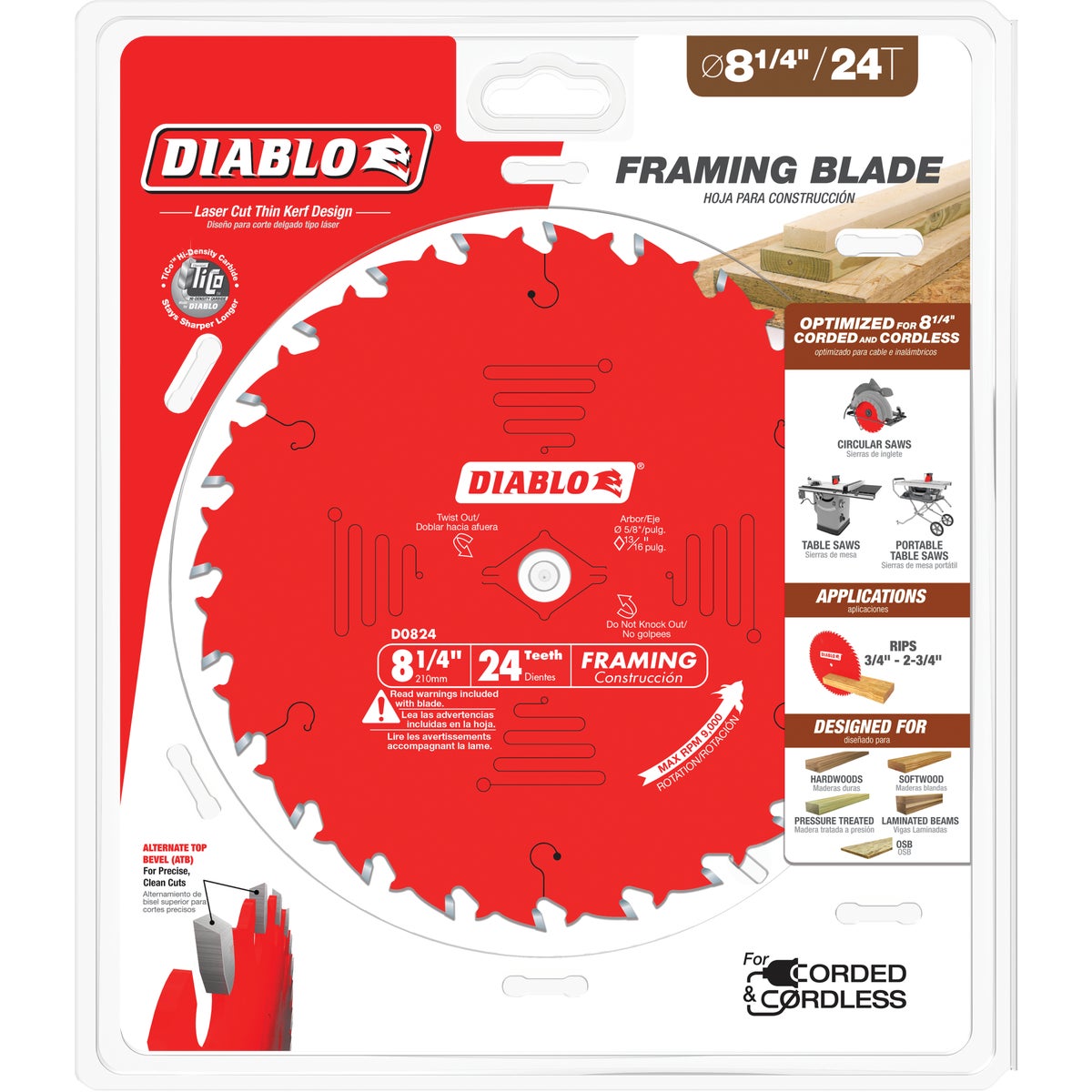 Diablo 8-1/4 In. 24-Tooth Framing Circular Saw Blade Image 2