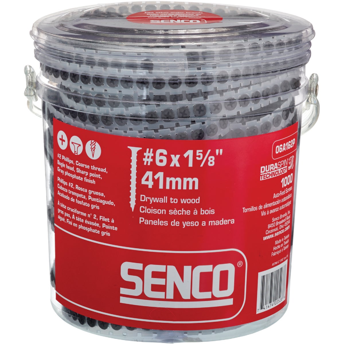 Senco DuraSpin #6 x 1-5/8 In. Phillips Bugle Head Collated Drywall Screw, Phospate Finish (1000 Ct.) Image 2