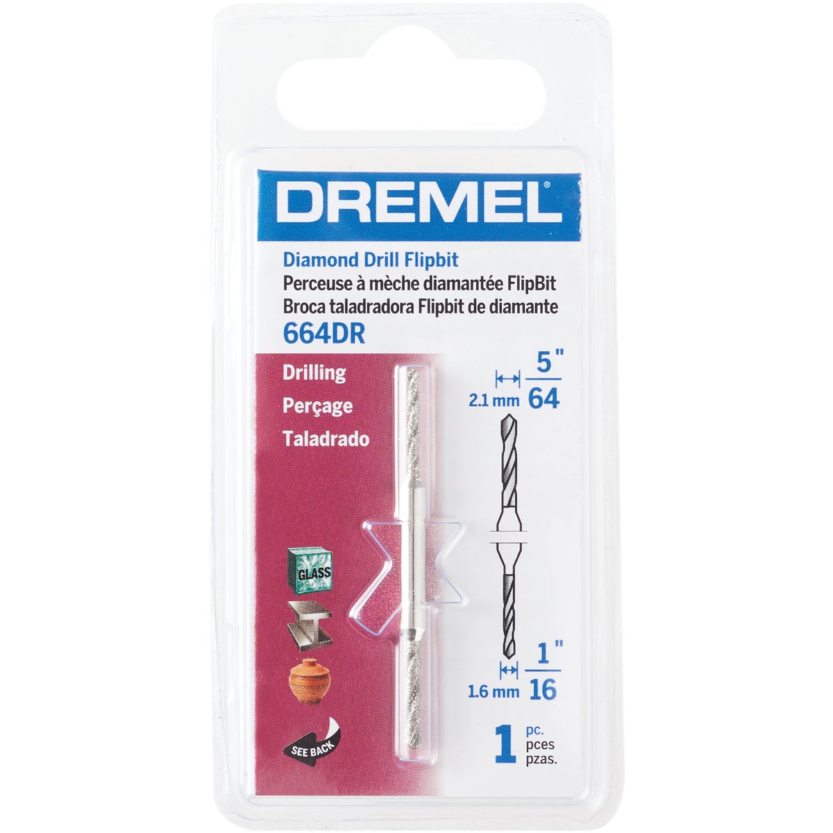 Dremel FlipBit 1/8 In. Diamond Glass Drilling Bit Image 1