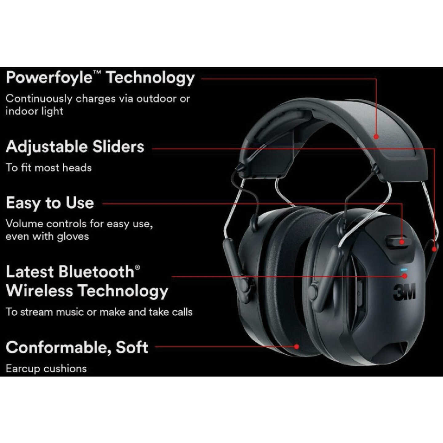 3M WorkTunes Connect + 26 dB Solar Wireless Bluetooth Earmuffs Image 2