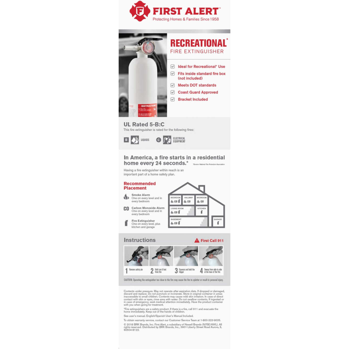 First Alert 5-B:C Rechargeable Recreation Fire Extinguisher Image 3