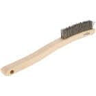 Forney 13-3/4 In. Curved Wood Handle Wire Brush with Stainless Steel Bristles Image 1