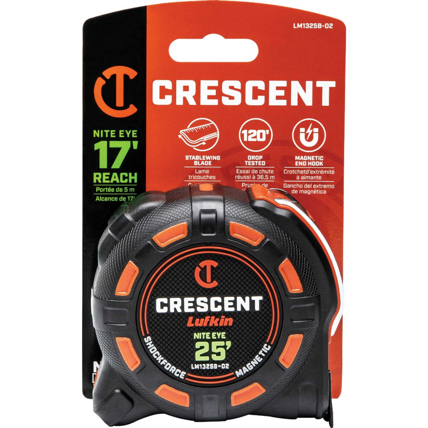 Crescent Lufkin Shockforce Nite Eye G2 1-1/4 In. x 25 Ft. Magnetic Tape Measure Image 1