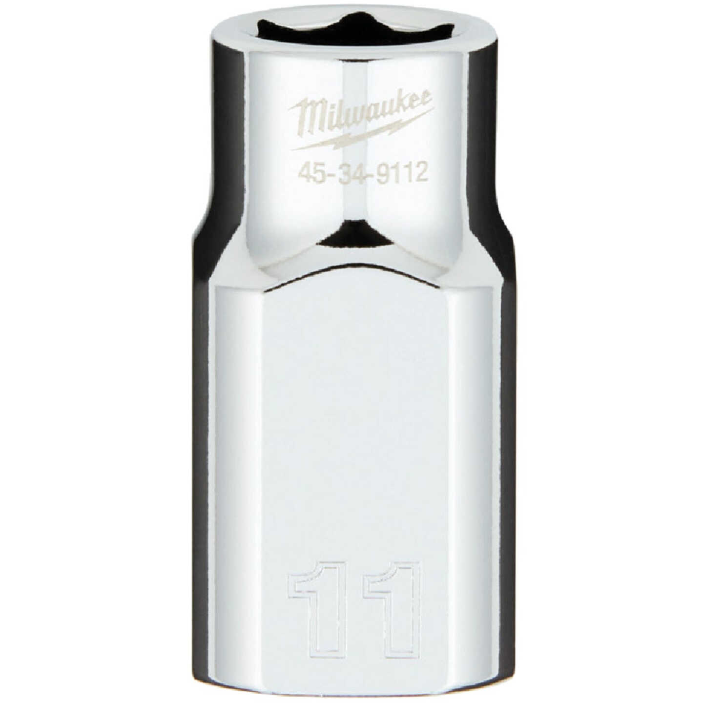 Milwaukee 1/2 In. Drive 11 mm 6-Point Shallow Metric Socket with FOUR FLAT Sides Image 1