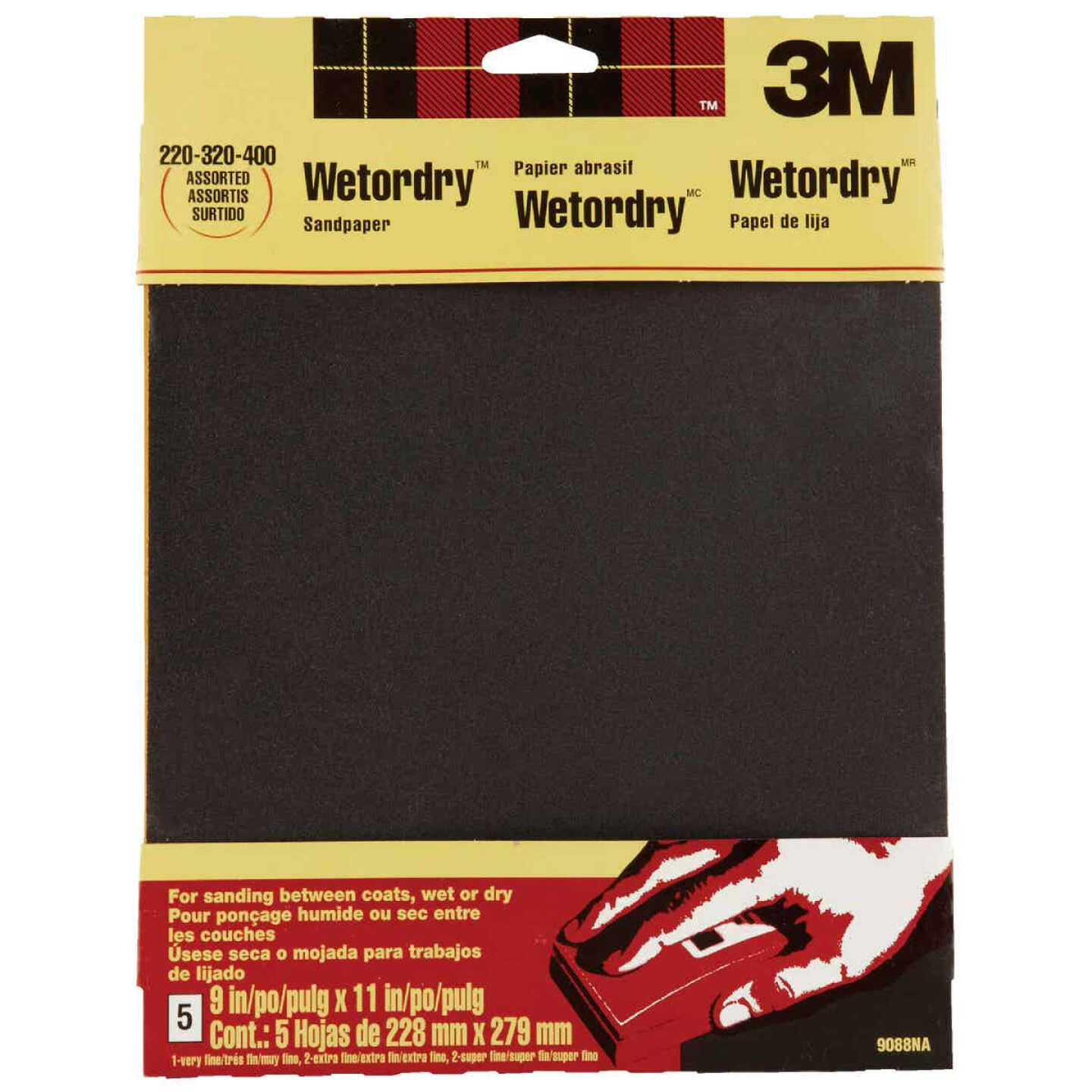 3M Wetordry 9 In. x 11 In. Sandpaper, Assorted Grits (5-Pack) Image 1