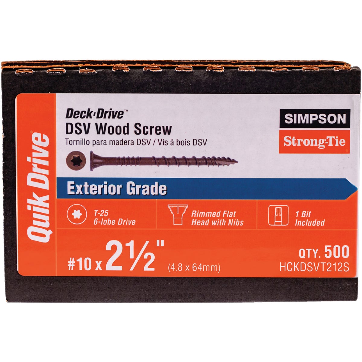 Deck-Drive DSV WOOD Screw (Collated)  #10 x 2-1/2 in. T25 6-Lobe, Tan (500-Qty) Image 2