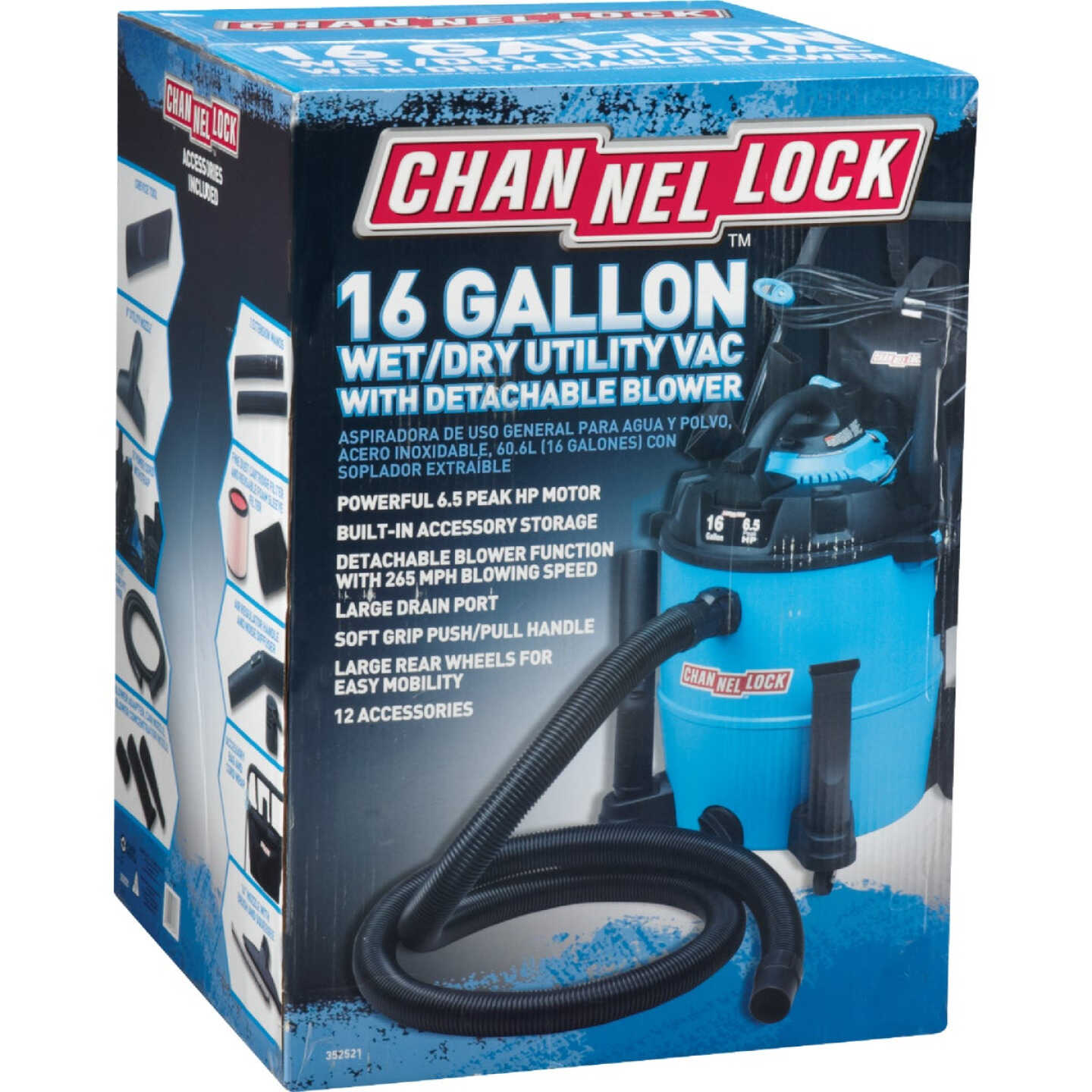 Channellock 16 Gal. 6.5-Peak HP Wet/Dry Vacuum with Blower Image 7