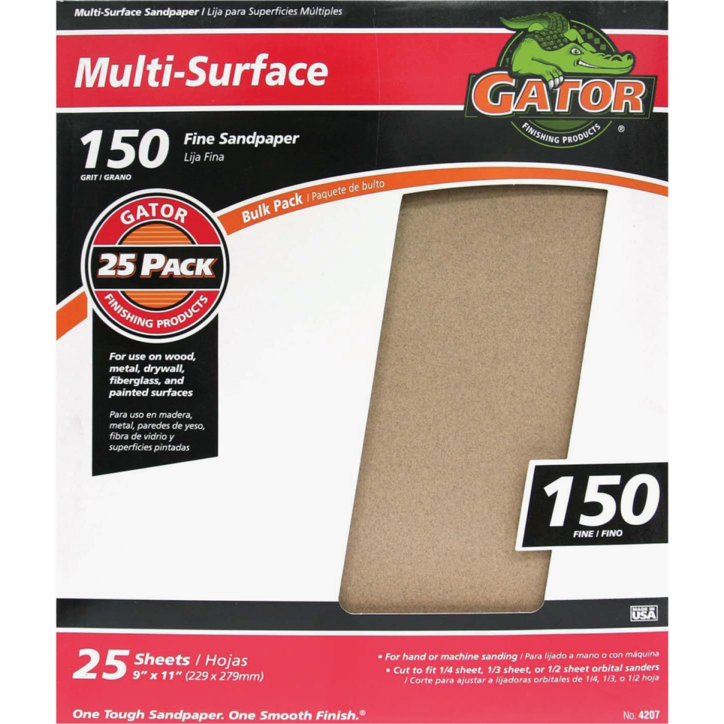 Gator Blade Multi-Surface 9 In. x 11 In. 150 Grit Fine Sandpaper (25-Pack) Image 1
