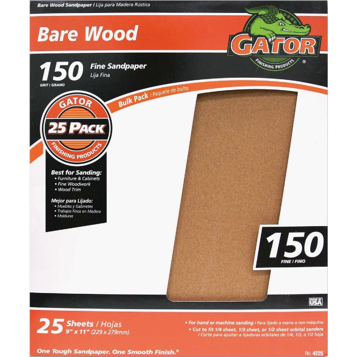Gator Blade Bare Wood 9 In. x 11 In. 150 Grit Fine Sandpaper (25-Pack) Image 1