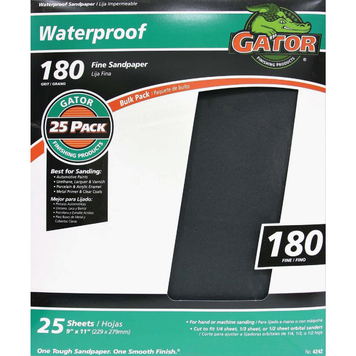 Gator Blade Waterproof 9 In. x 11 In. 180 Grit Fine Sandpaper (25-Pack) Image 1