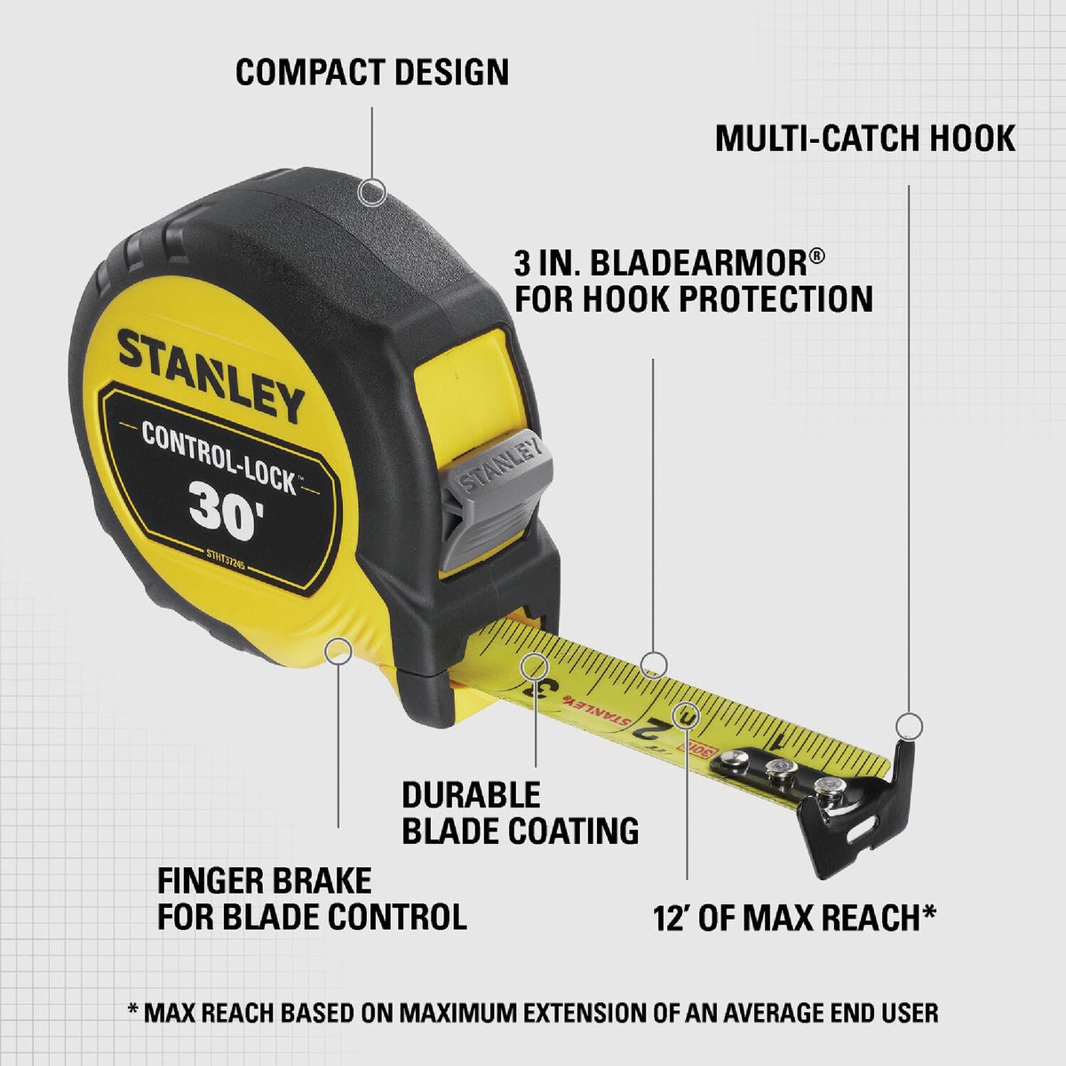 Stanley 30 Ft. Control-Lock Tape Measure Image 2