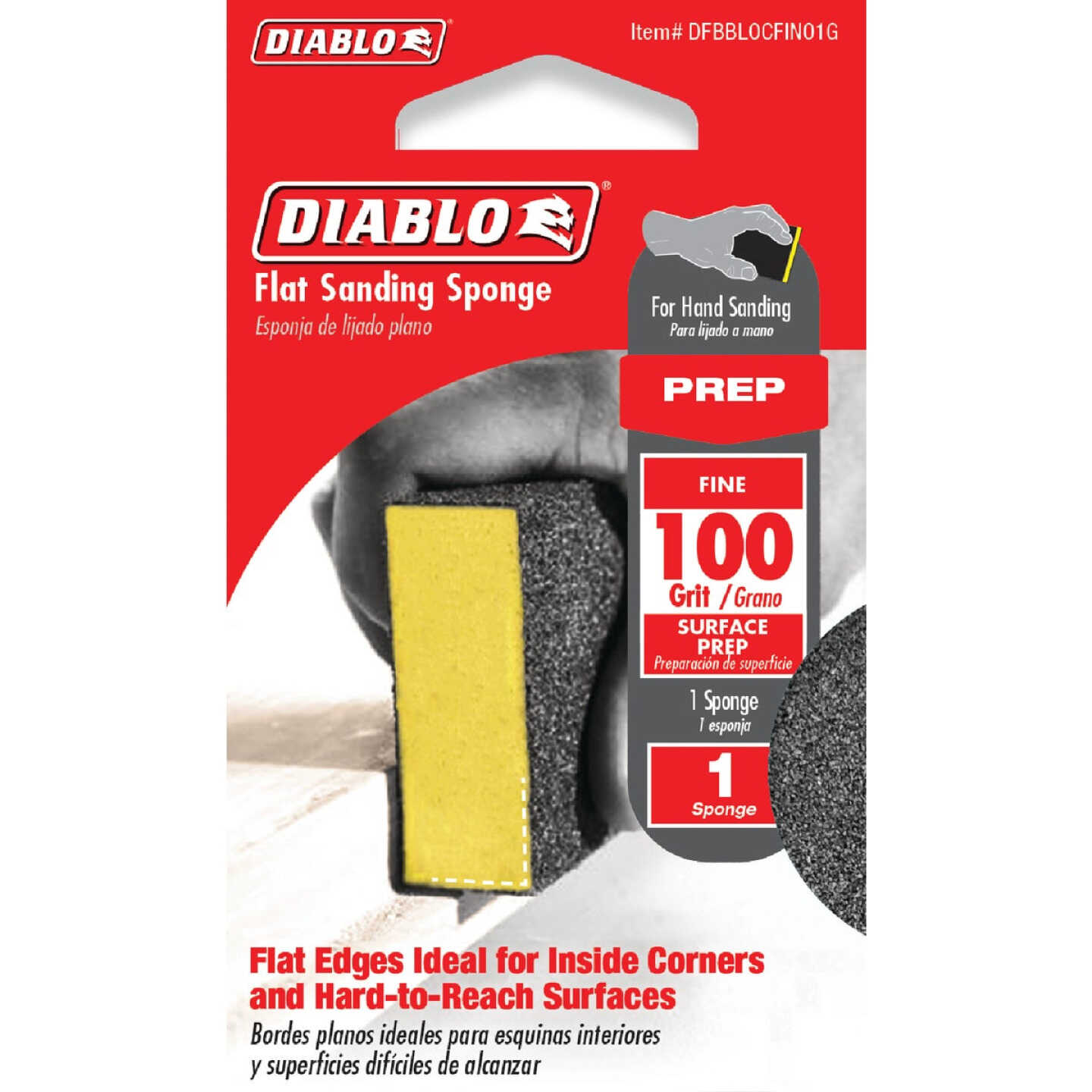 Diablo 2-1/2 In. x 4 In. x 1 In. 100 Grit (Fine) Flat Edge Sanding Sponge Image 2