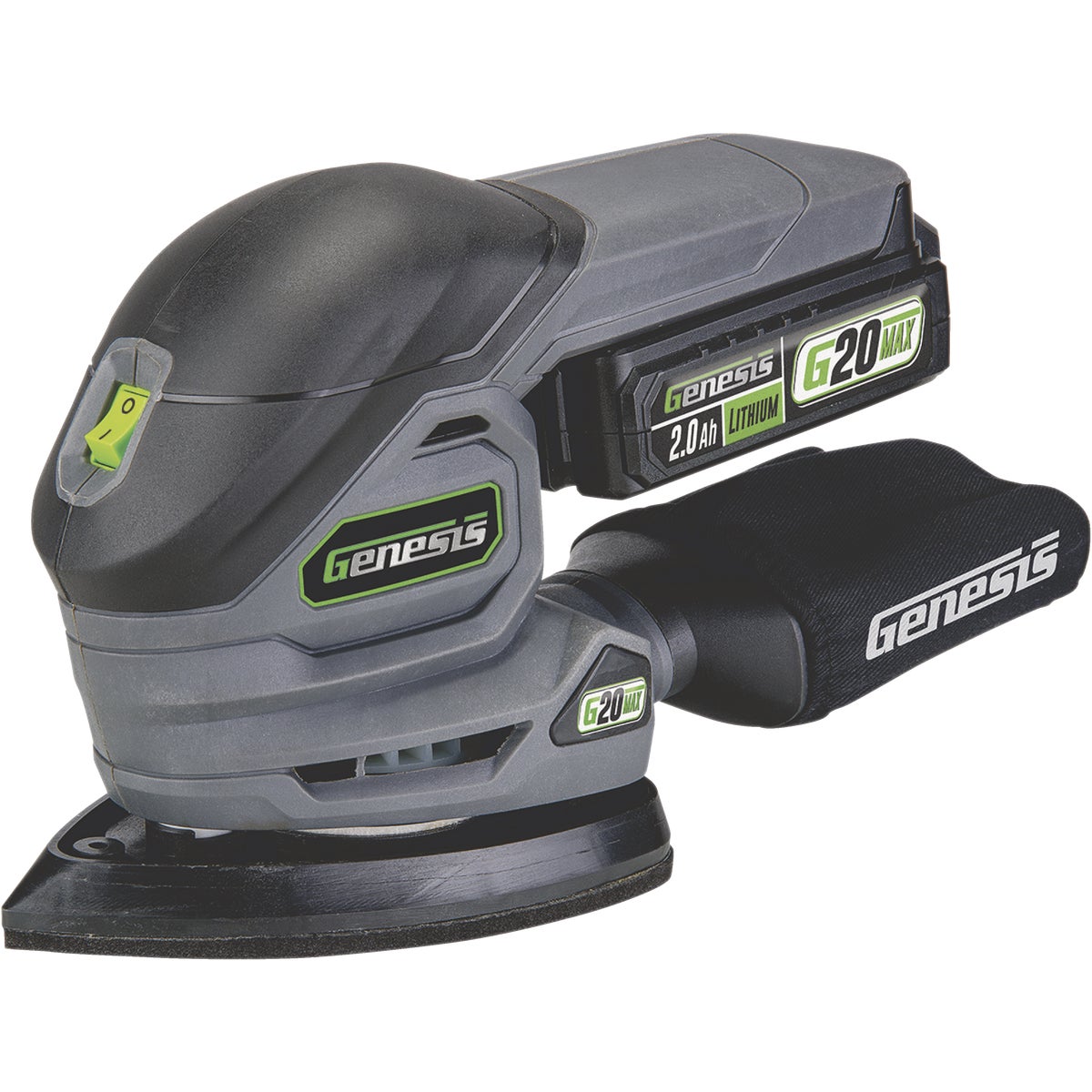 Genesis 20V Cordless Detail Sander Kit with 2.0 Ah Battery & Charger