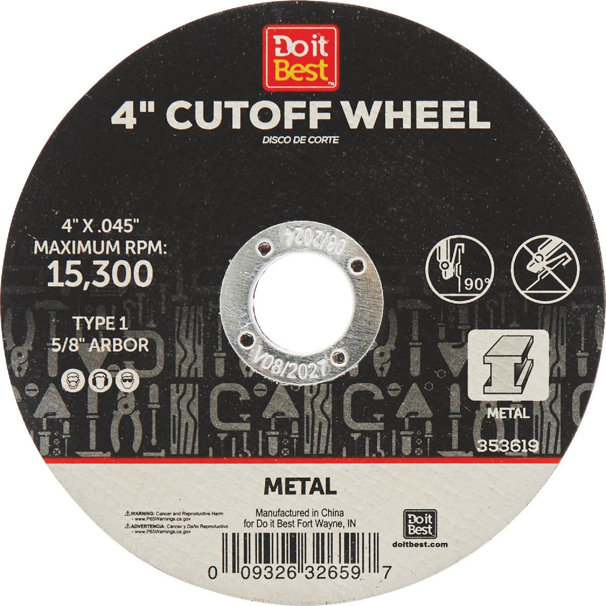 Do it Best Type 1 4 In. x 1/16 In. x 5/8 In. Metal Cut-Off Wheel Image 1