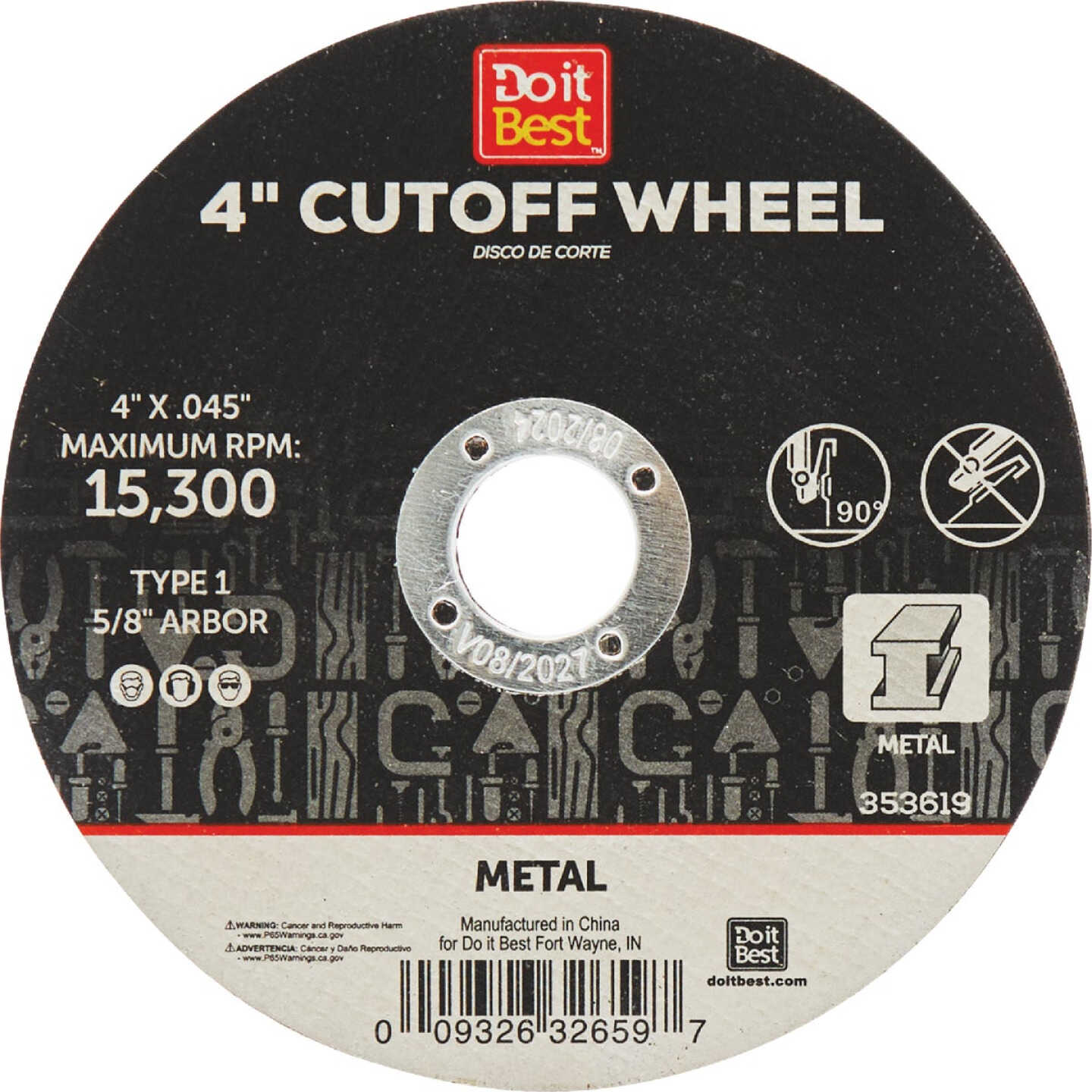 Do it Best Type 1 4 In. x 1/16 In. x 5/8 In. Metal Cut-Off Wheel Image 1