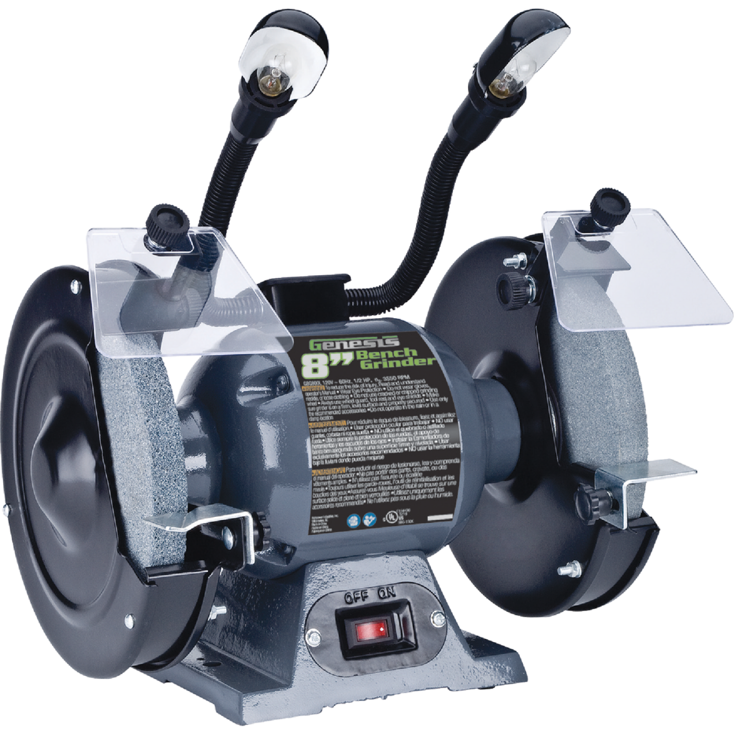 Genesis 8 In. 3/4 HP Bench Grinder with LED Lights Image 1