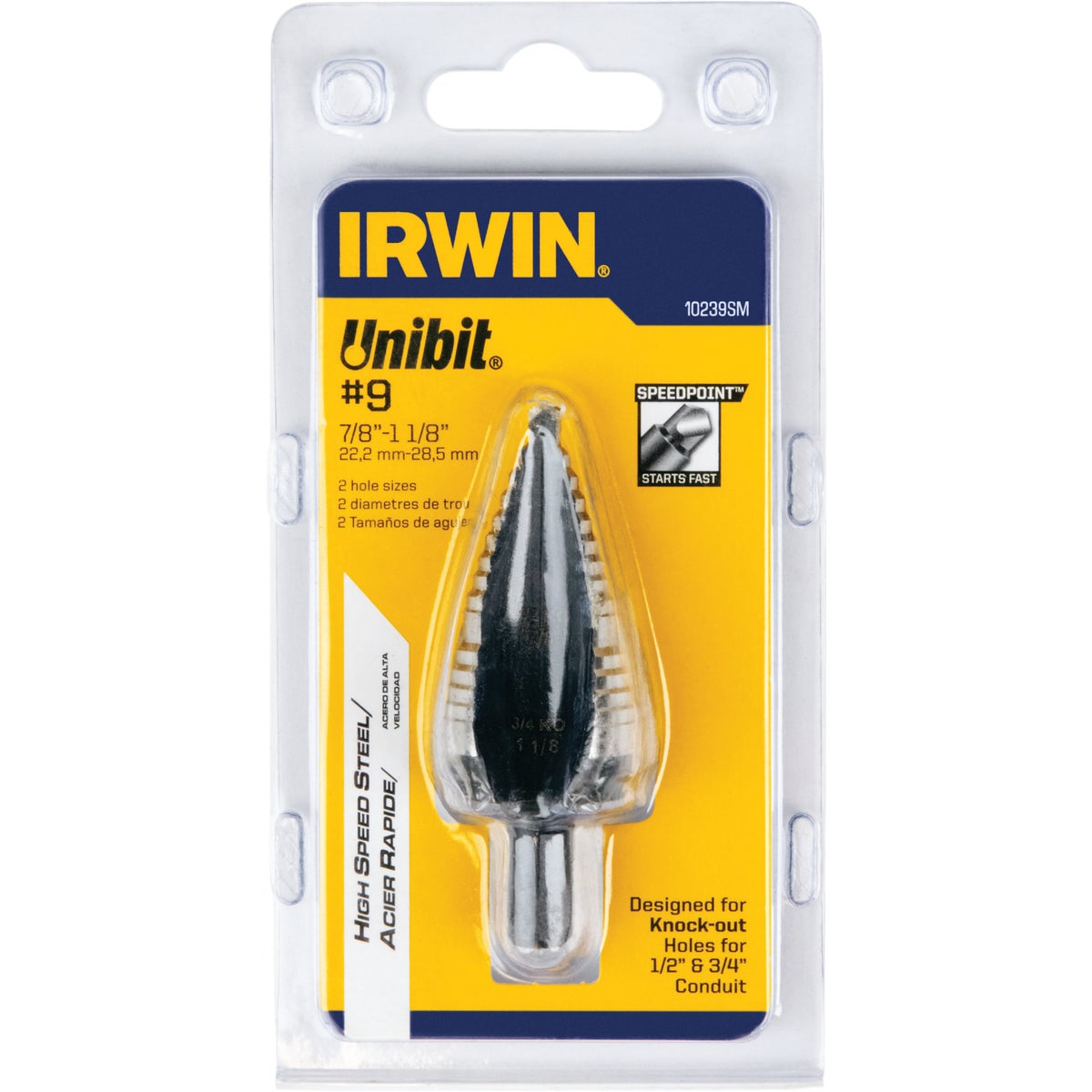 Irwin Unibit 7/8 In. & 1-1/8 In. #9 Step Drill Bit, 2 Steps Image 7