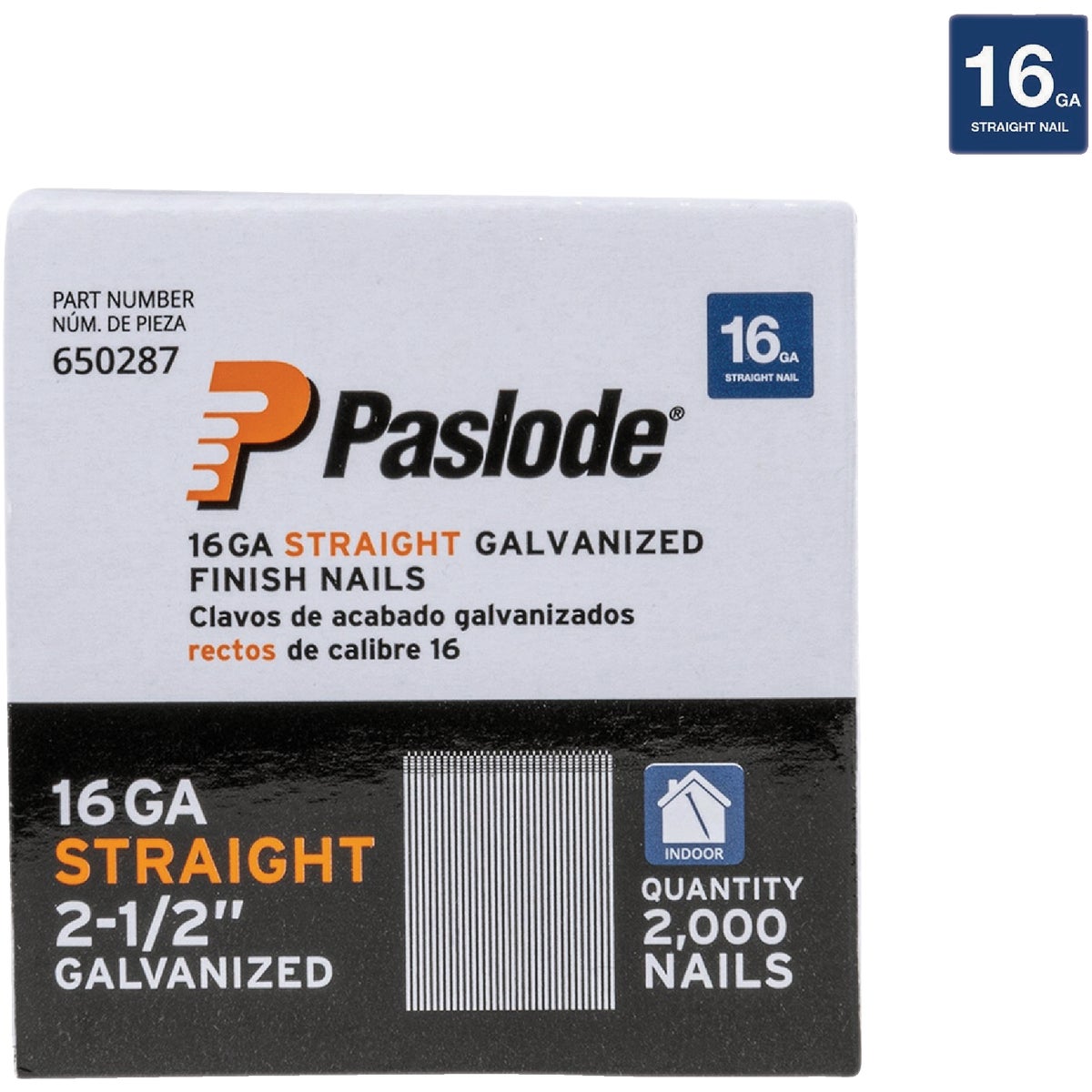 Paslode 2-1/2 In. 16 ga Galvanized Straight Finish Nails (2000 Ct.) Image 1