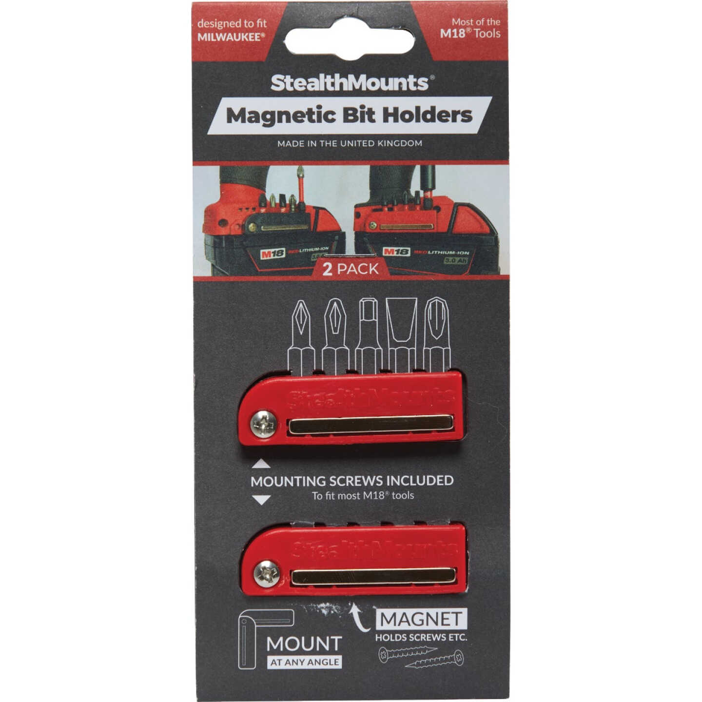 StealthMounts Magnetic Bit Holders for Milwaukee M18 (2-Pack) Image 2
