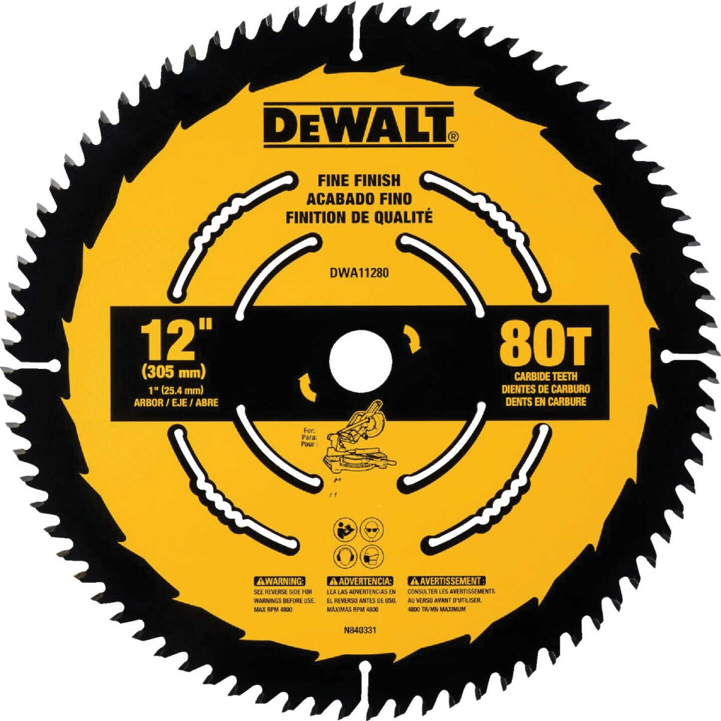 DEWALT 12 In. 80-Tooth Fine Finish Circular Saw Blade Image 1