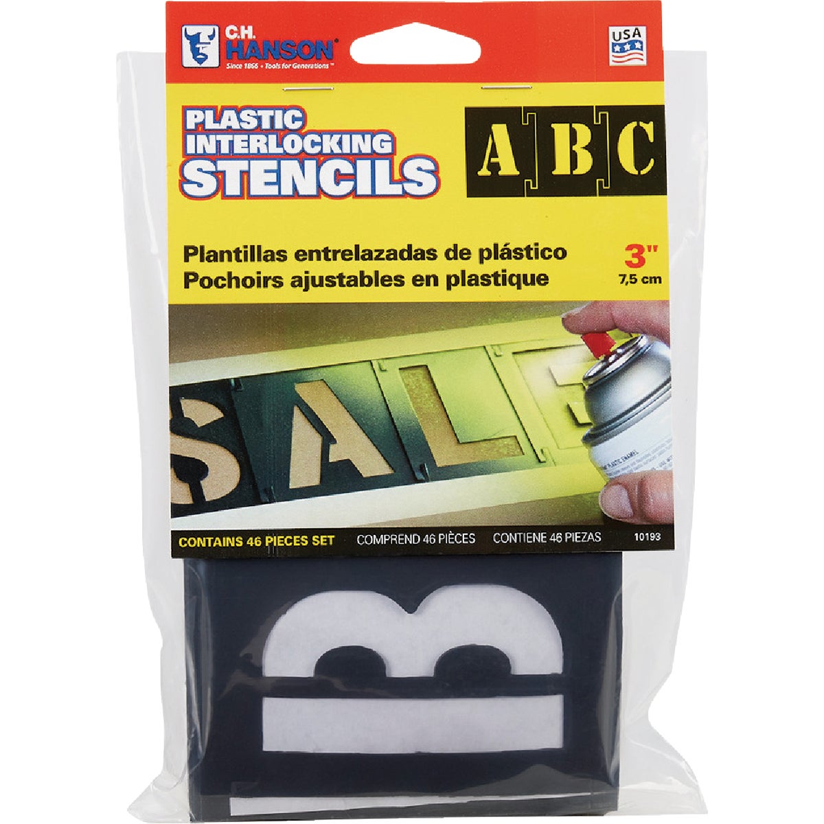 C.H. Hanson 3 In. Plastic Stencil Set (46 Piece)
