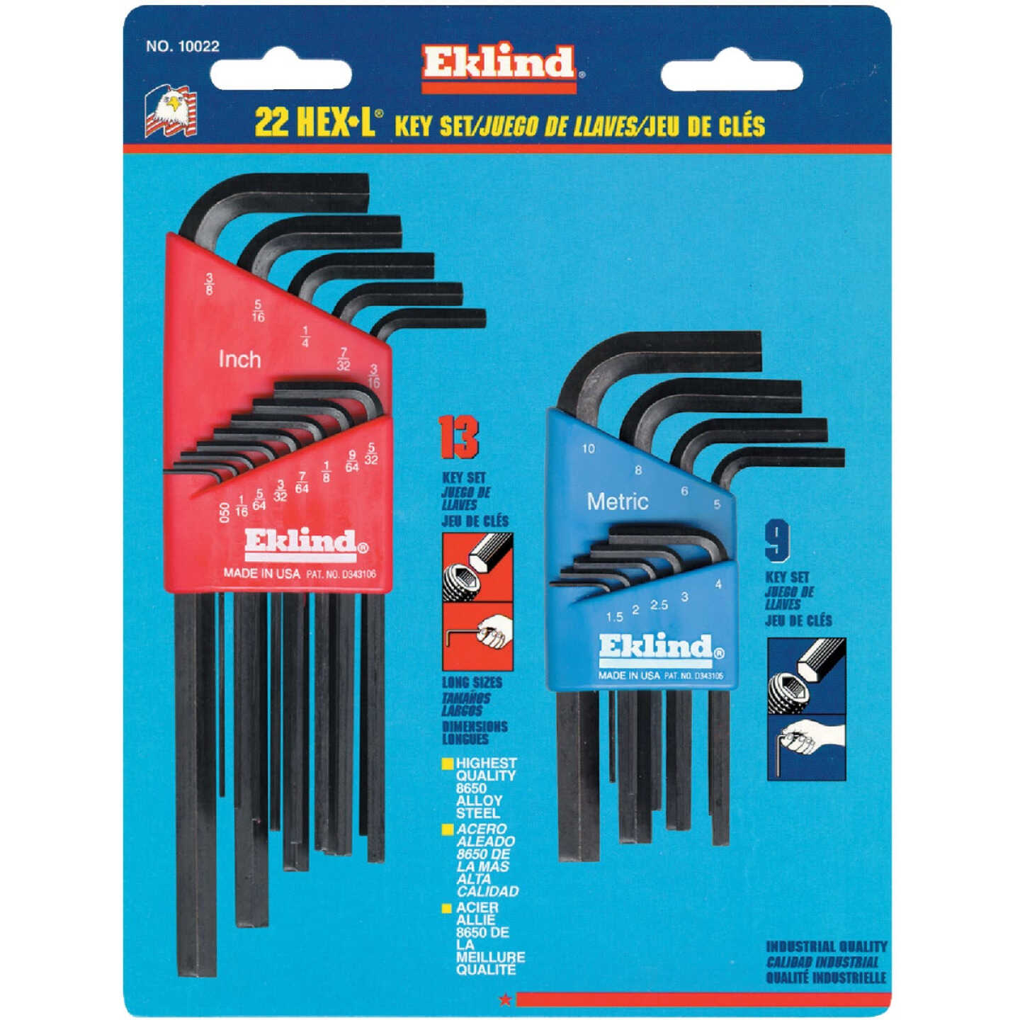 Eklind Combination SAE/Metric Hex Key Set, 22-Piece Image 1