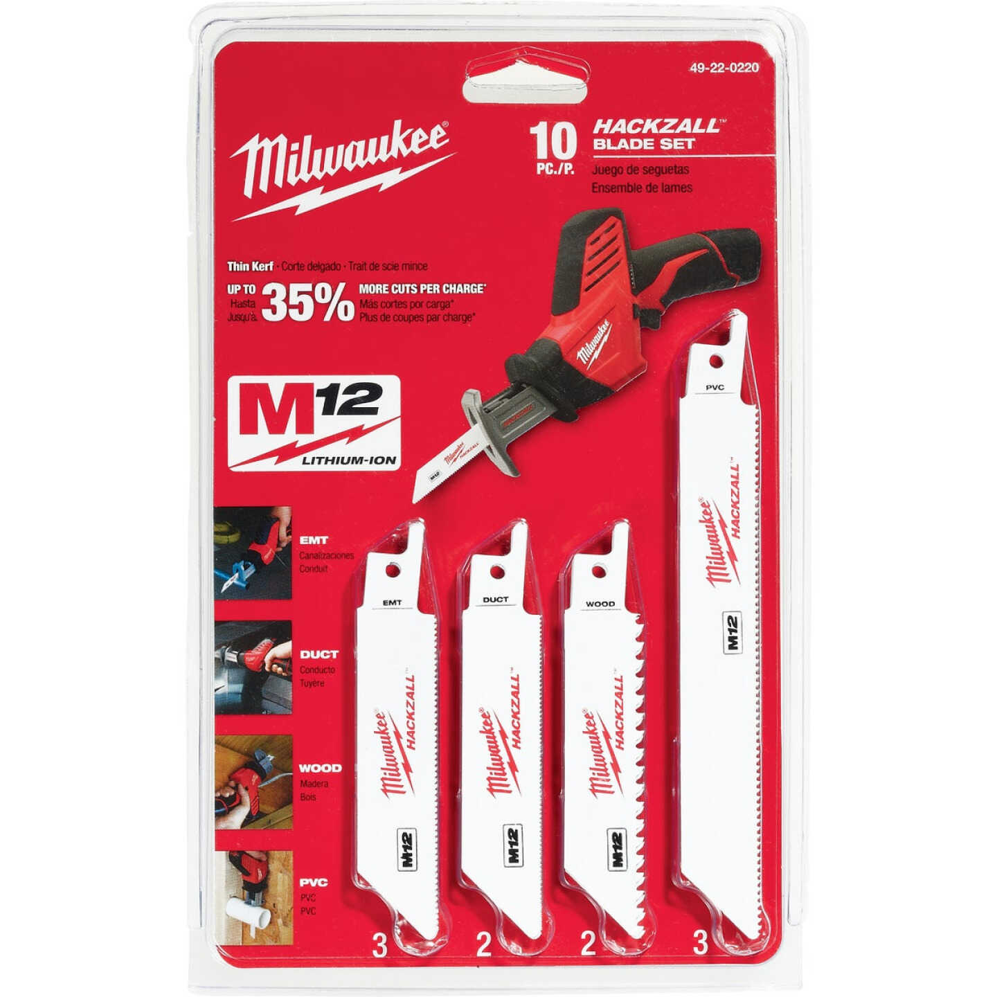 Milwaukee HACKZALL 10-Piece Mini Reciprocating Saw Blade Set Image 1