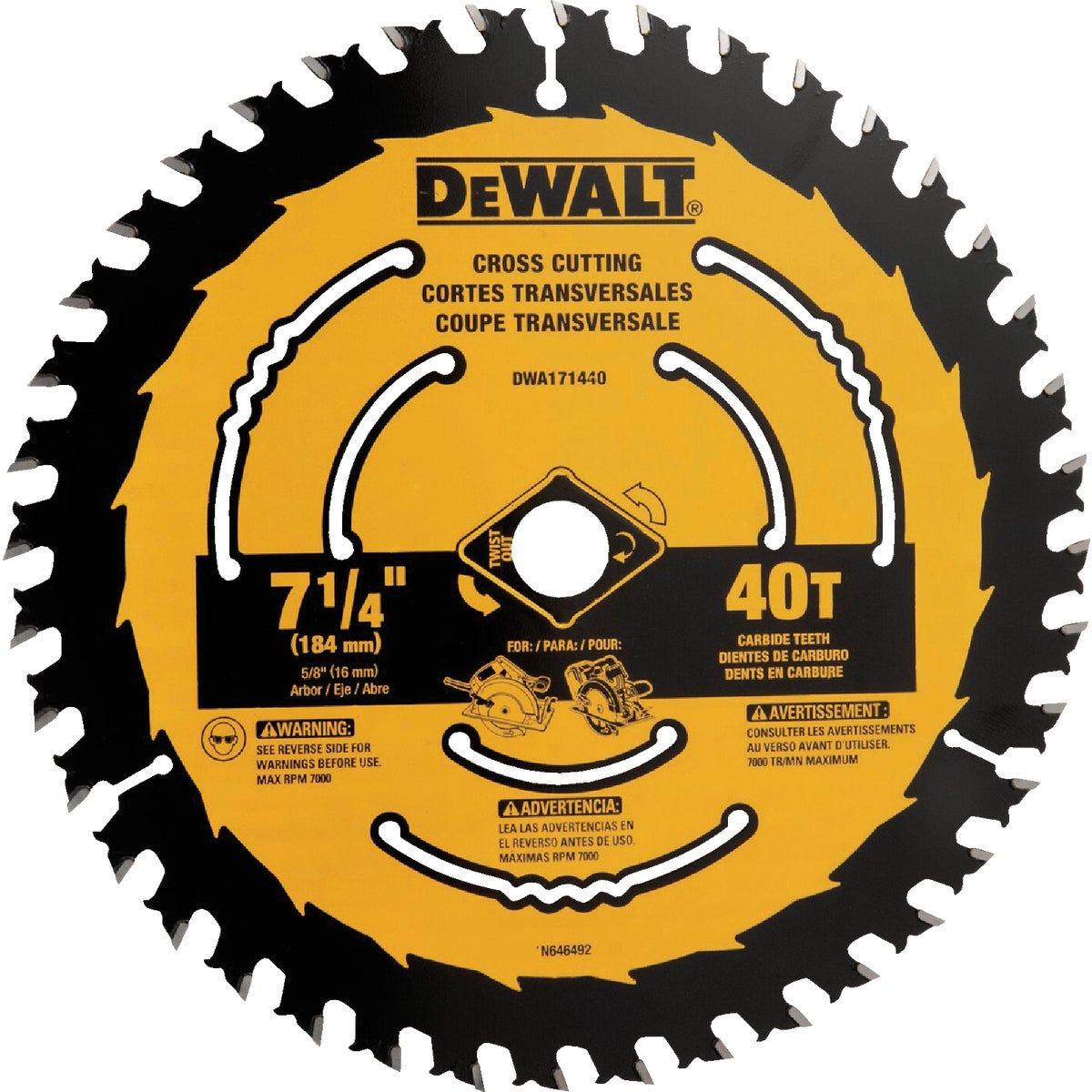 DEWALT 7-1/4 In. 40-Tooth Circular Saw Blade, Bulk Image 1