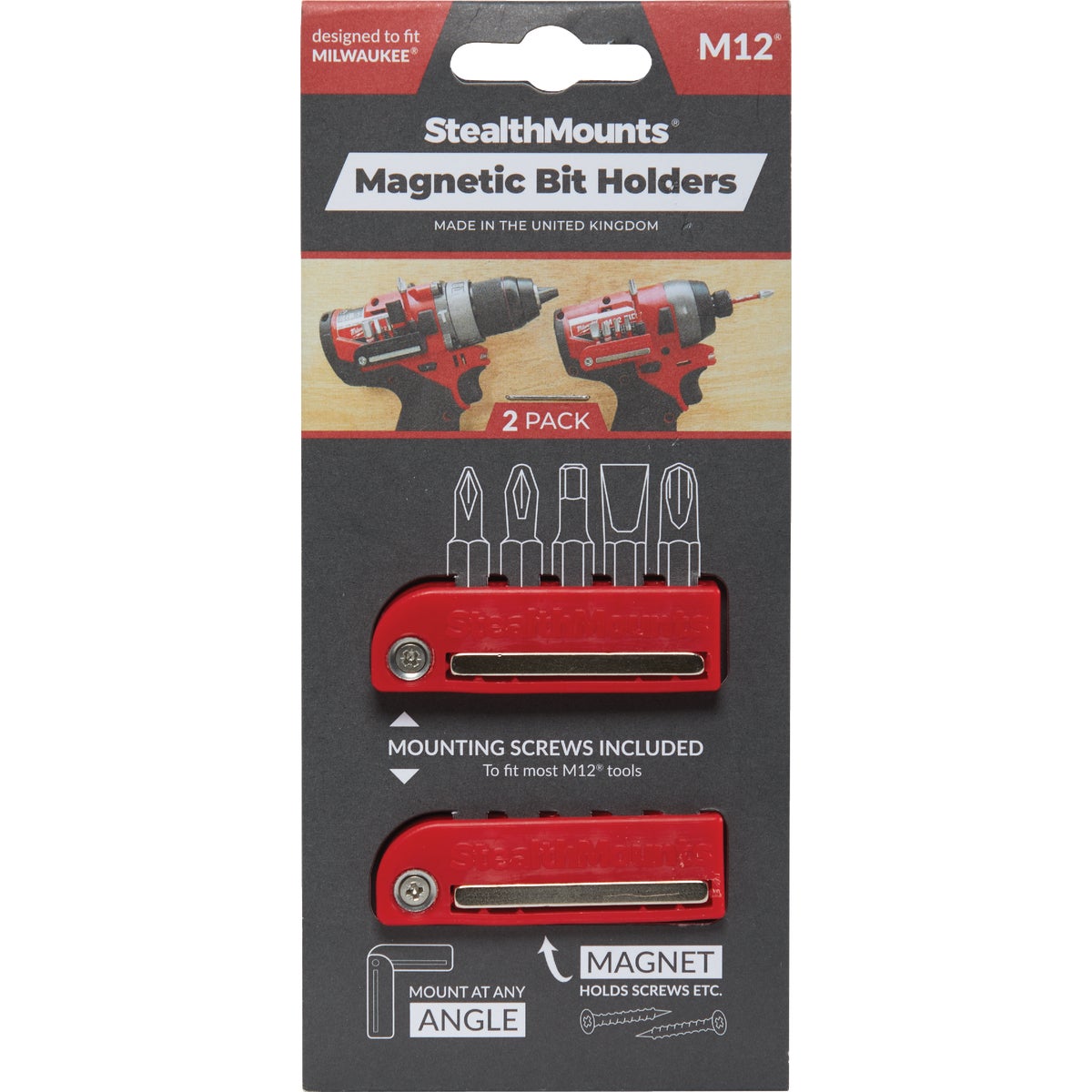 StealthMounts Magnetic Bit Holders for Milwaukee M12 (2-Pack) Image 3