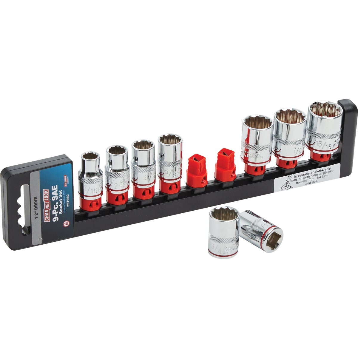 Channellock Standard 1/2 In. Drive 12-Point Shallow Socket Set (9-Piece) Image 7