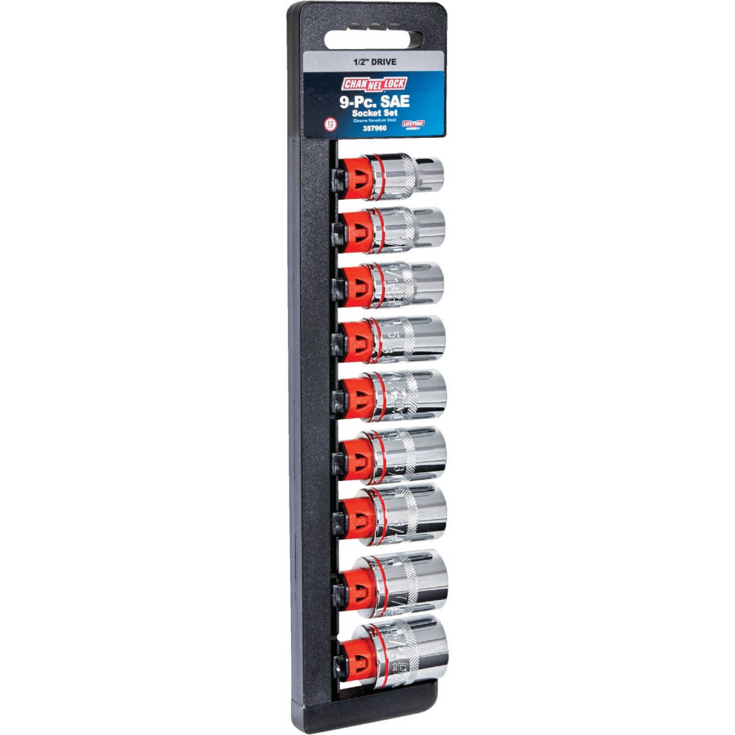 Channellock Standard 1/2 In. Drive 12-Point Shallow Socket Set (9-Piece) Image 1