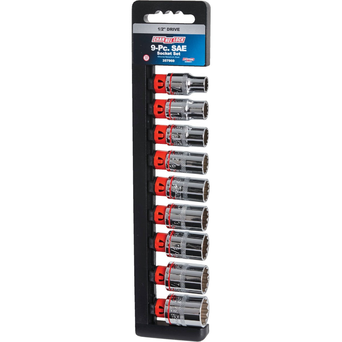 Channellock Standard 1/2 In. Drive 12-Point Shallow Socket Set (9-Piece) Image 6