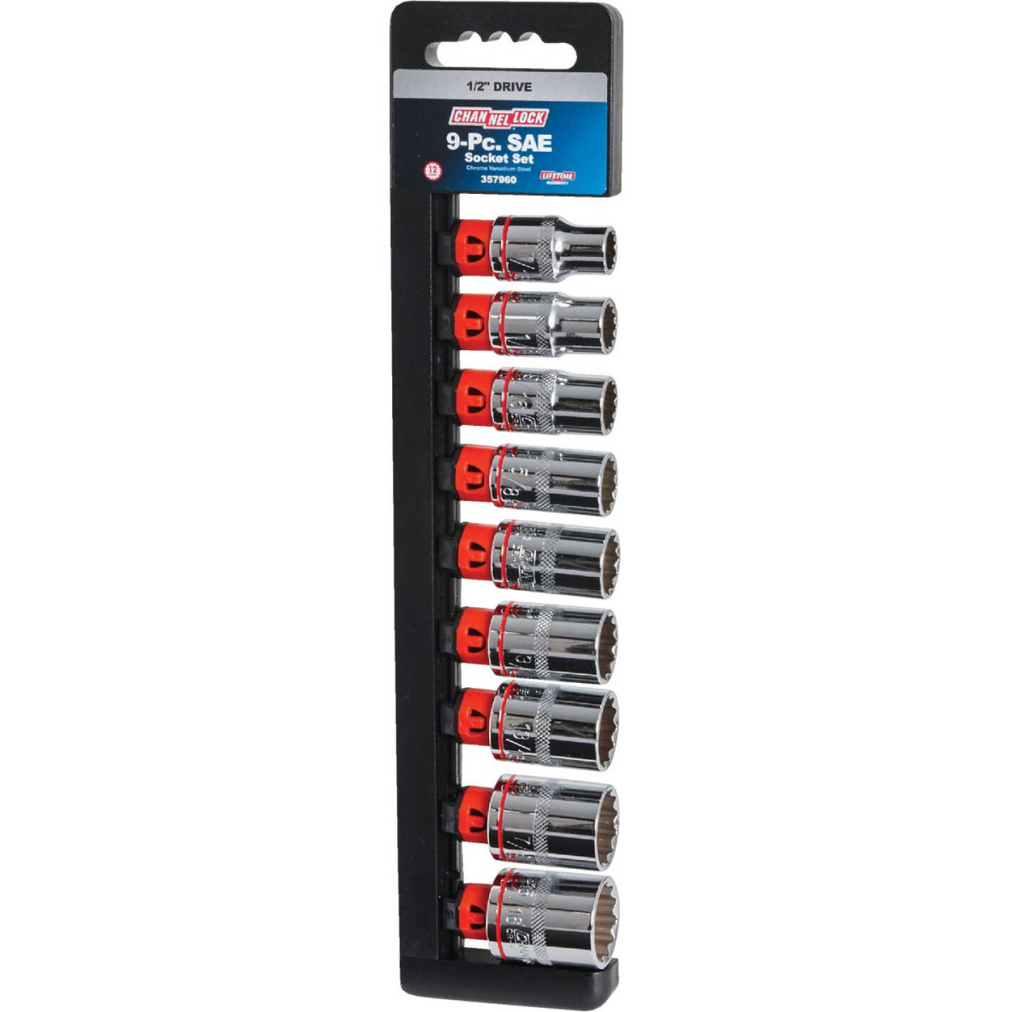 Channellock Standard 1/2 In. Drive 12-Point Shallow Socket Set (9-Piece) Image 6