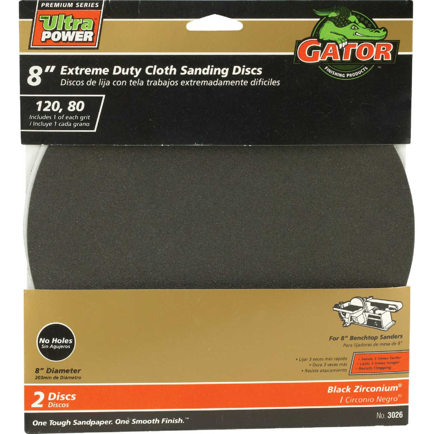 Gator Blade 8 In. 120/80 Grit Stick-On Sanding Disc (2-Pack) Image 1