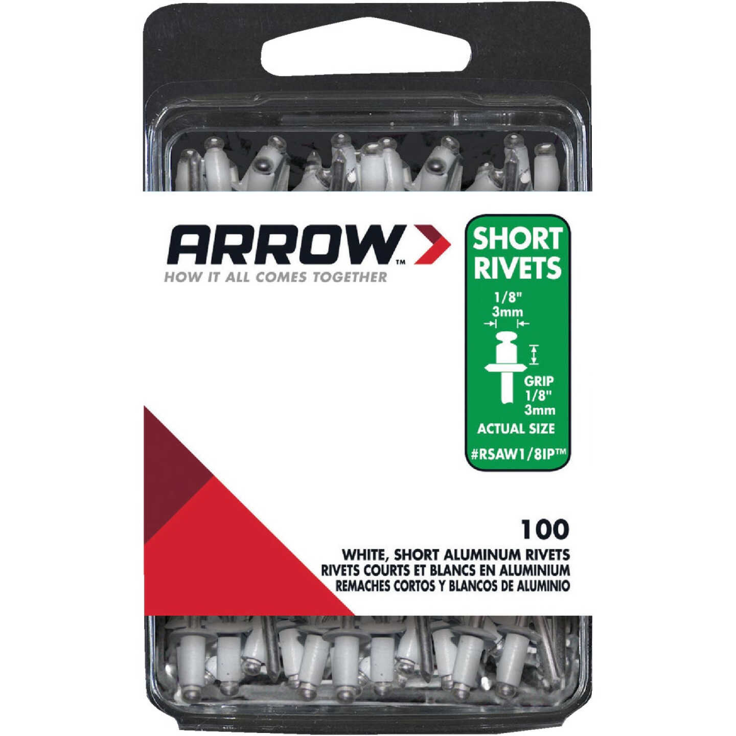 Arrow 1/8 In. x 1/8 In. White Aluminum Rivet (100-Count) Image 1