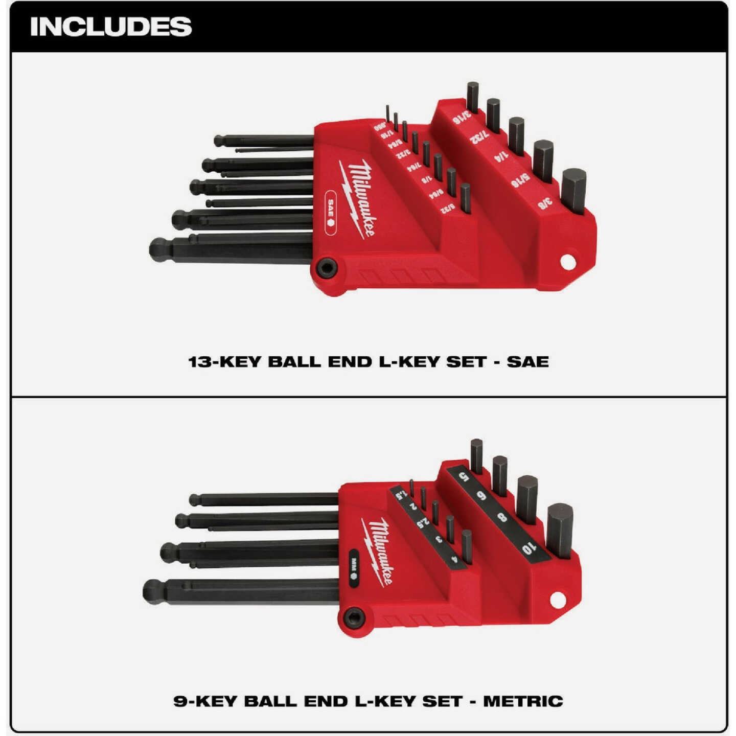Milwaukee SAE/Metric Ball-End L-Style Hex Key Set (22-Piece) Image 2