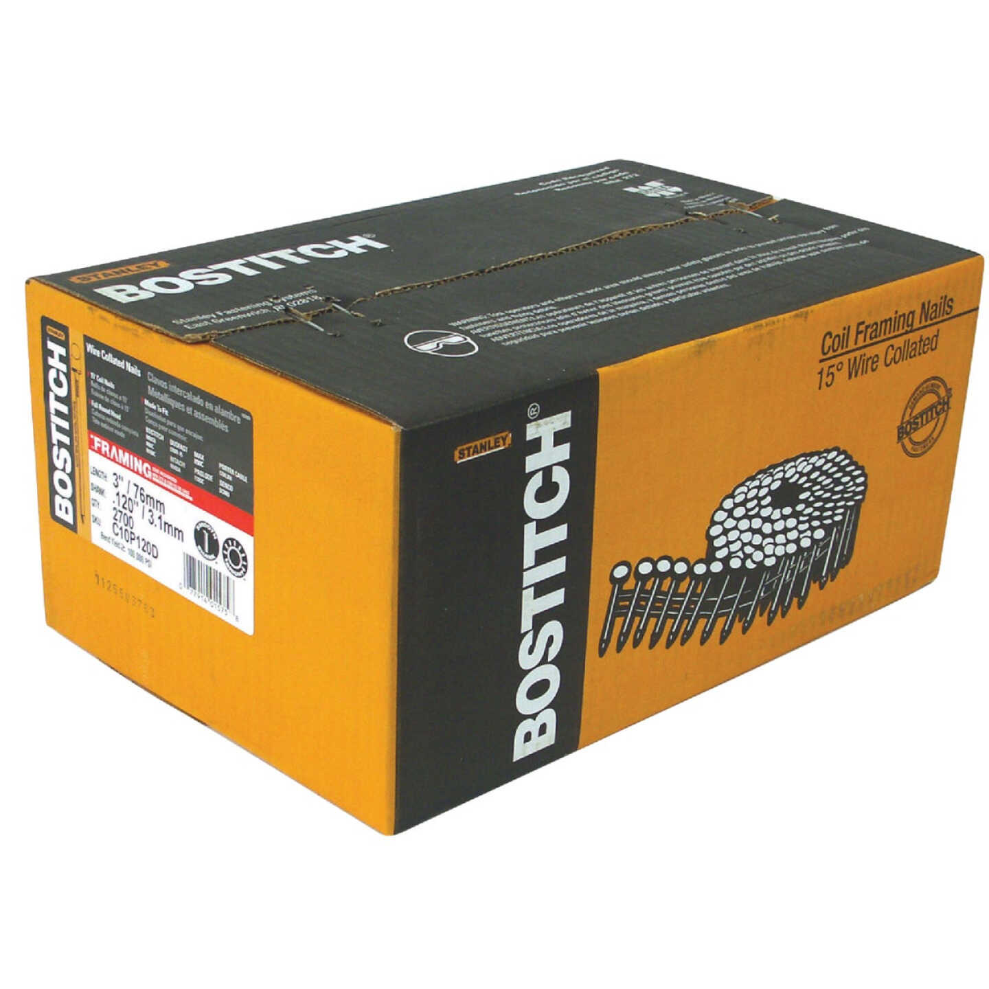 Bostitch 15 Degree Wire Weld Coated Coil Framing Nail, 3 In. x .120 In. (2700 Ct.) Image 1