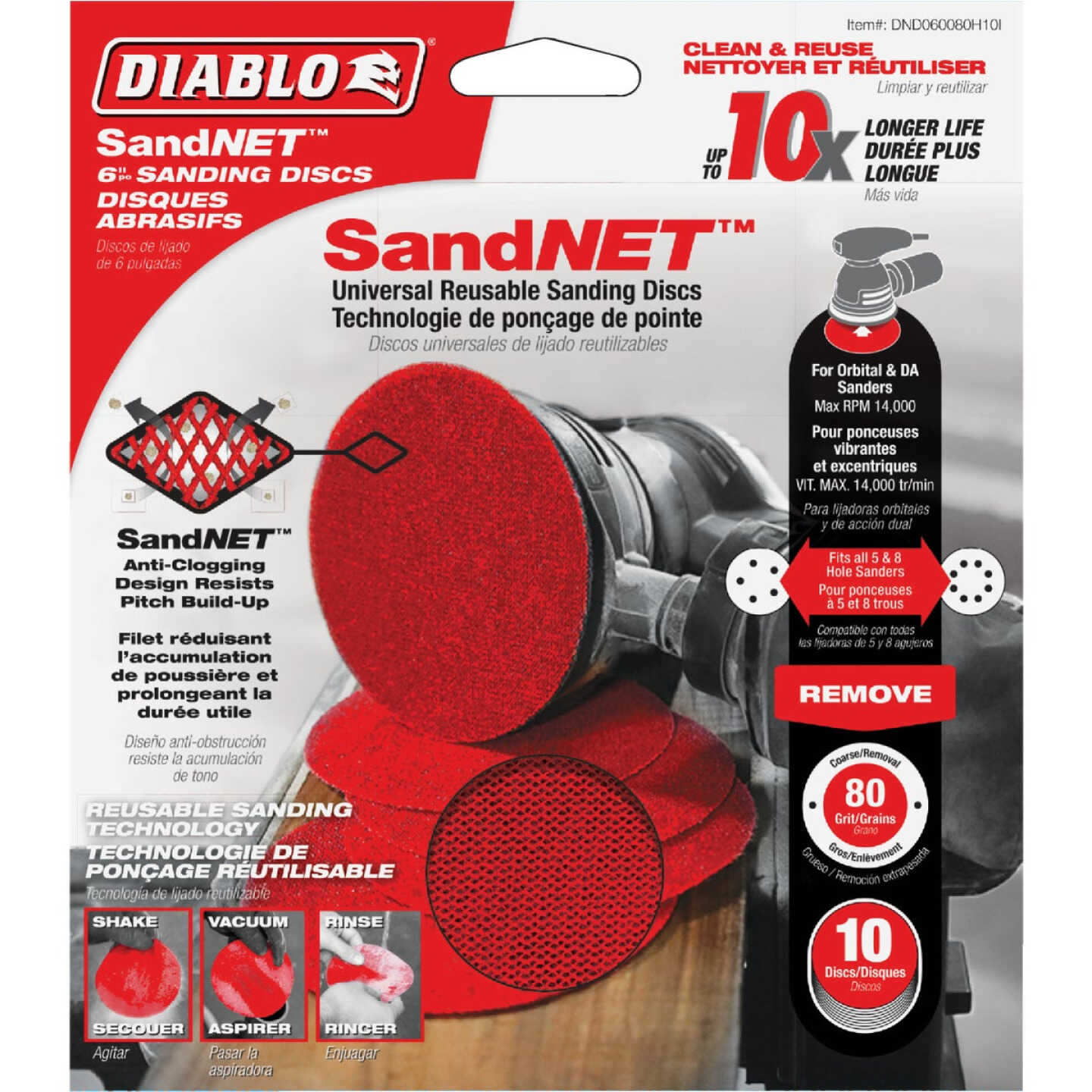 Diablo SandNet 6 In. 80 Grit Sanding Disc with Connection Pad (10-Pack) Image 1