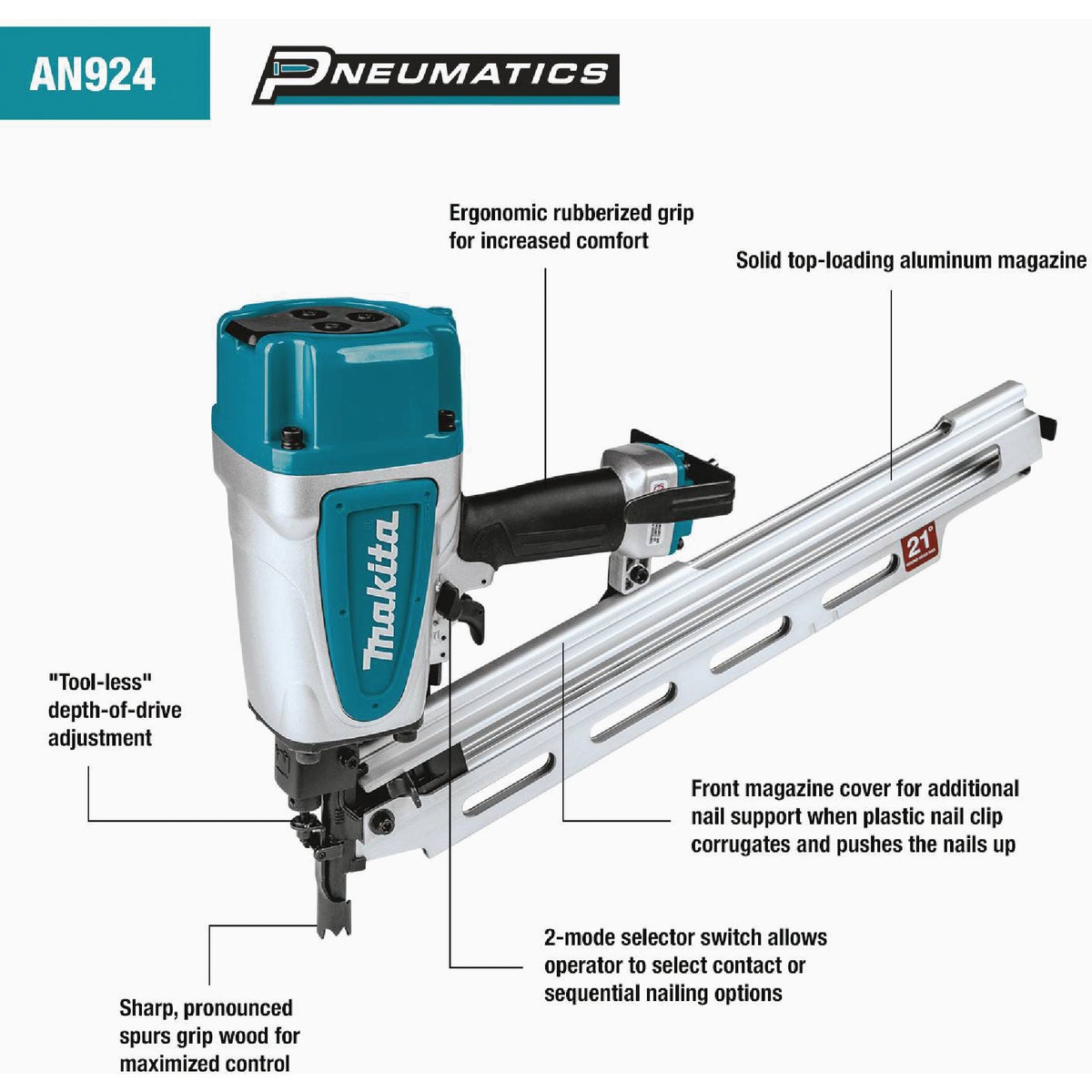 Makita 21 Degree 3-1/2 In. Plastic Collated Framing Nailer Image 9