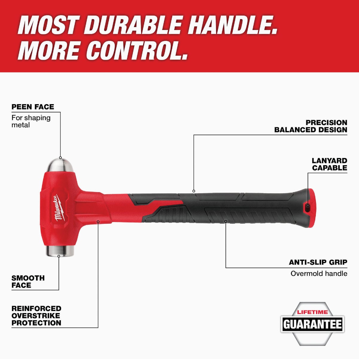 Milwaukee 16 Oz. Dead Blow Ball Peen Hammer Image 2