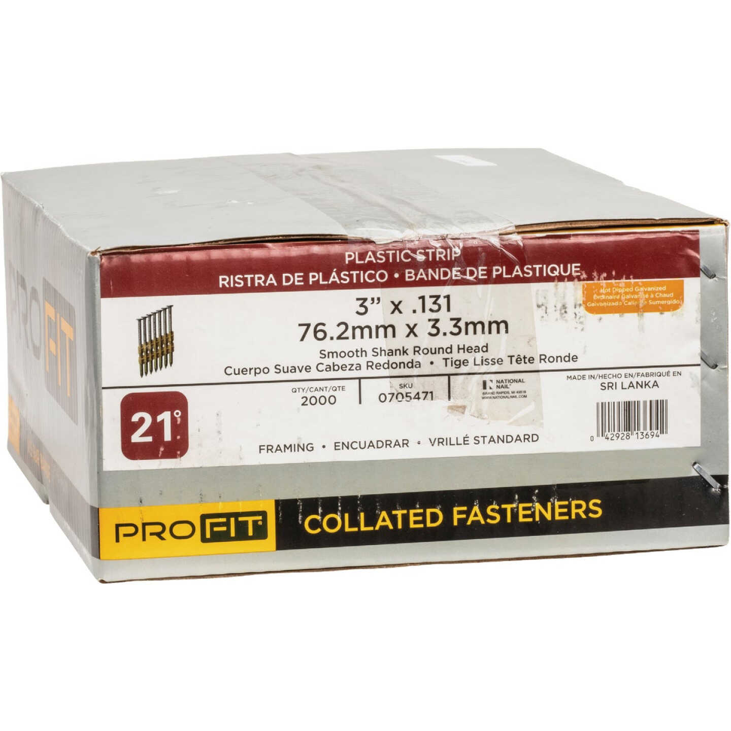 Pro-Fit 3 In. x 0.131 In. 21 Degree Plastic Strip Smooth Shank Round Head Hot Dipped Galvanized Framing Stick Nails (2000 Ct.) Image 2