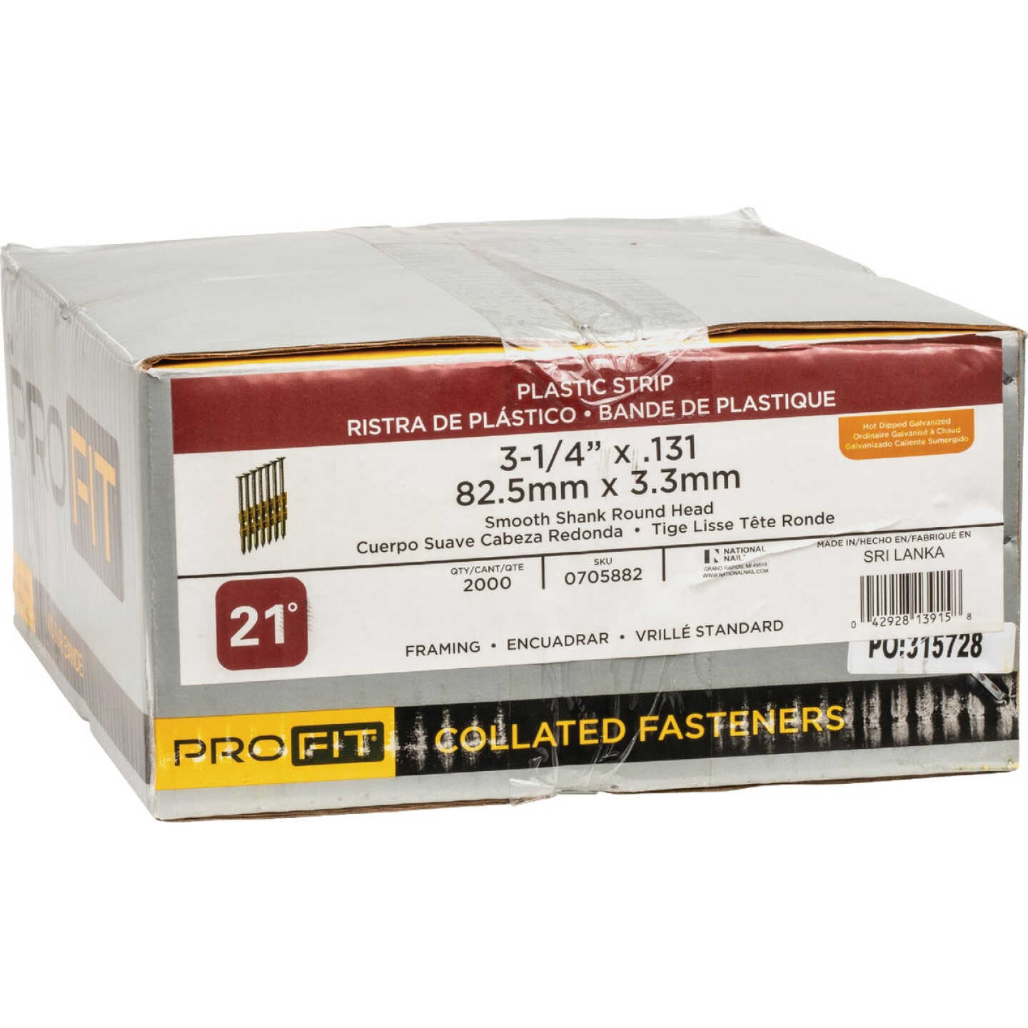 Pro-Fit 3-1/4 In. x 0.131 In. 21 Degree Plastic Strip Smooth Shank Round Head Hot Dipped Galvanized Framing Stick Nails (2000 Ct.) Image 2
