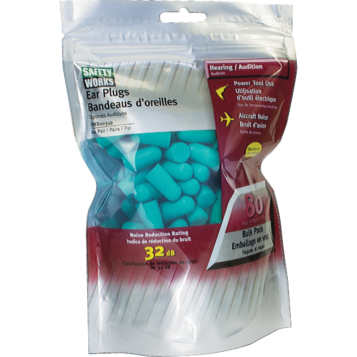 Safety Works Foam NRR 33 dB Ear Plugs (80-Pair)