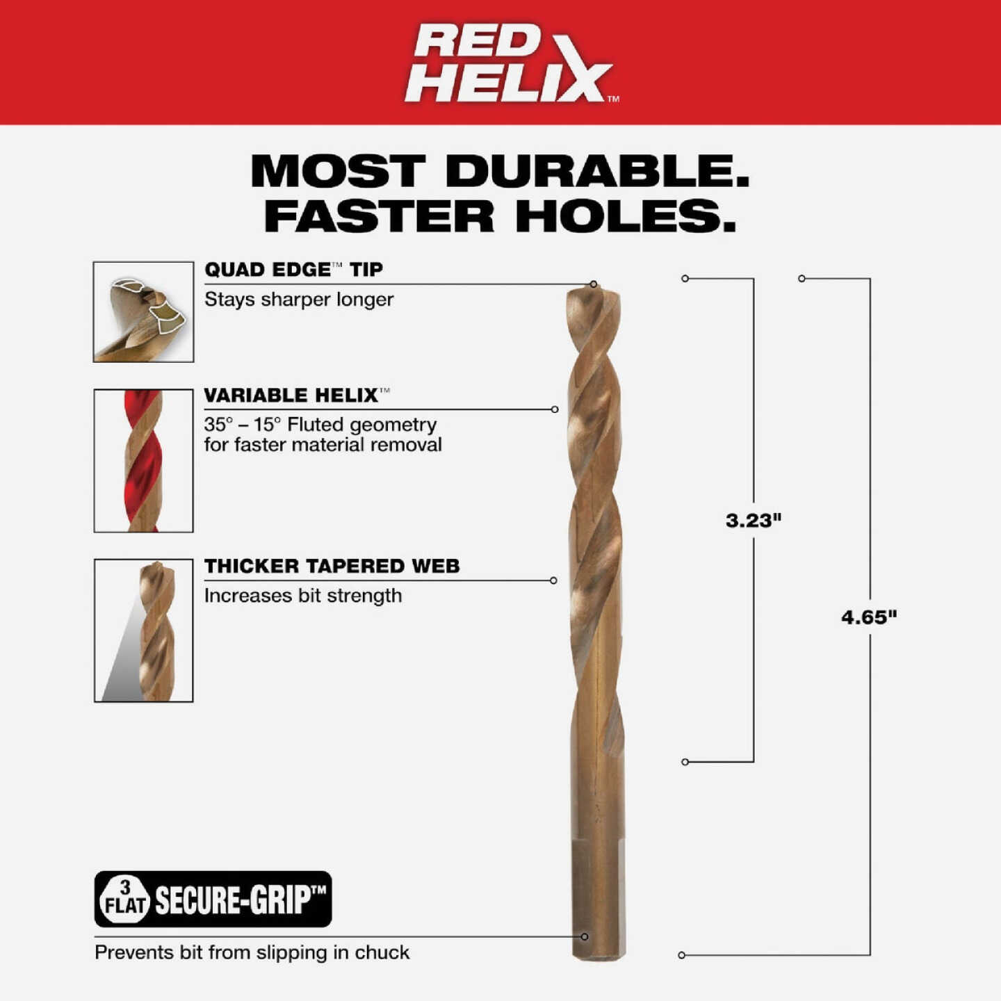 Milwaukee RED HELIX 3/8 In. Cobalt Drill Bit Image 2
