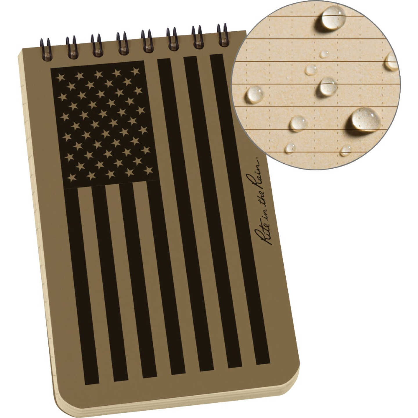 Rite in the Rain 3 In. x 5 In. 50-Sheet Top Spiral Tan Flag Notebook Image 1