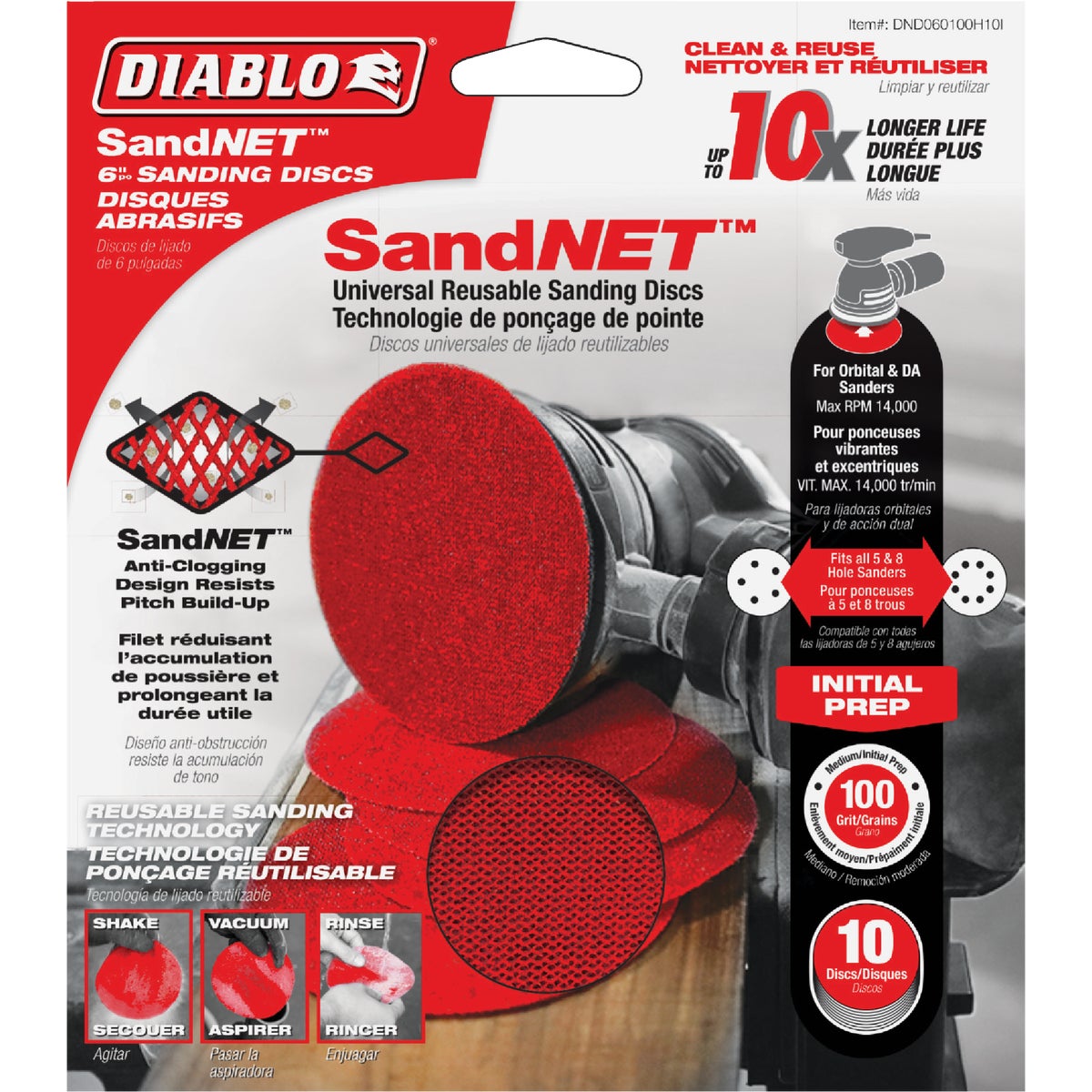Diablo SandNet 6 In. 100 Grit Sanding Disc with Connection Pad (10-Pack) Image 1