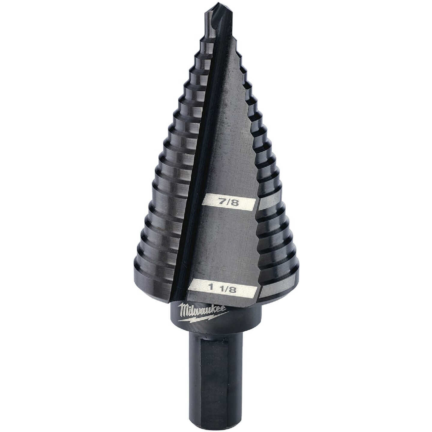Milwaukee 7/8 In. & 1-1/8 In. #9 Step Drill Bit, 2 Steps Image 1