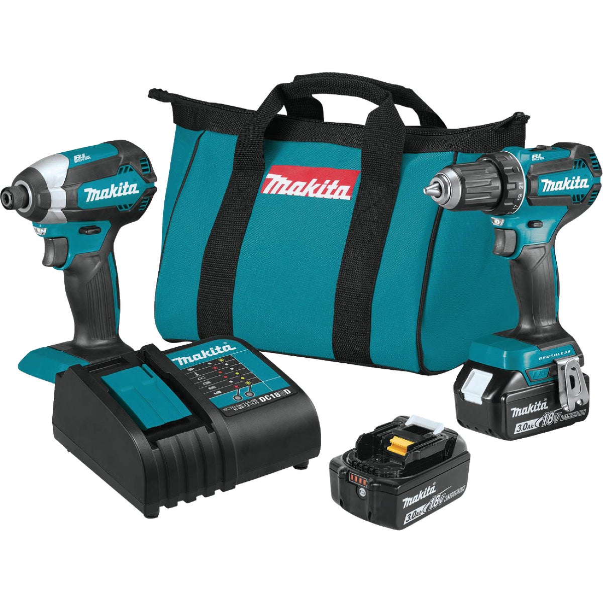 Makita 18V LXT 2-Tool Lithium-Ion Brushless Compact Drill/Driver & Impact Driver Cordless Tool Combo Kit